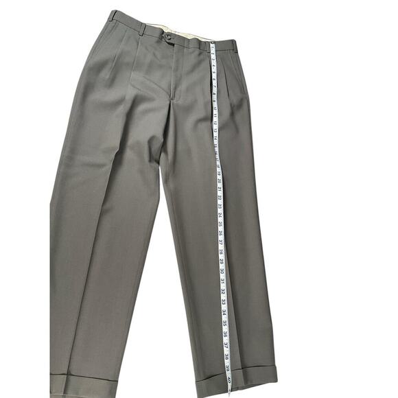 Ellis Mens Suit Trousers Decretive Pleated Design Grey 100% Wool Size 35 Vintage - Picture 9 of 11